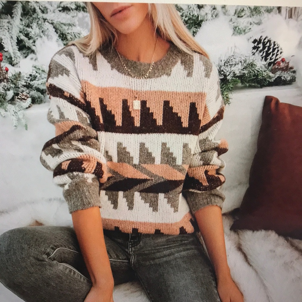 NWOT Snowdrift Knit Sweater in Mocha Combo